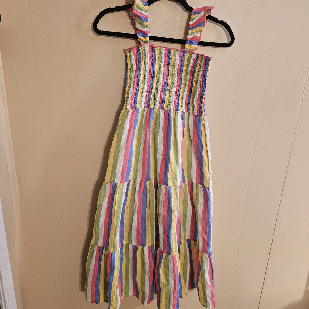 Zunie 10/12 Large Girls Rainbow Striped Sun Dress NWOT